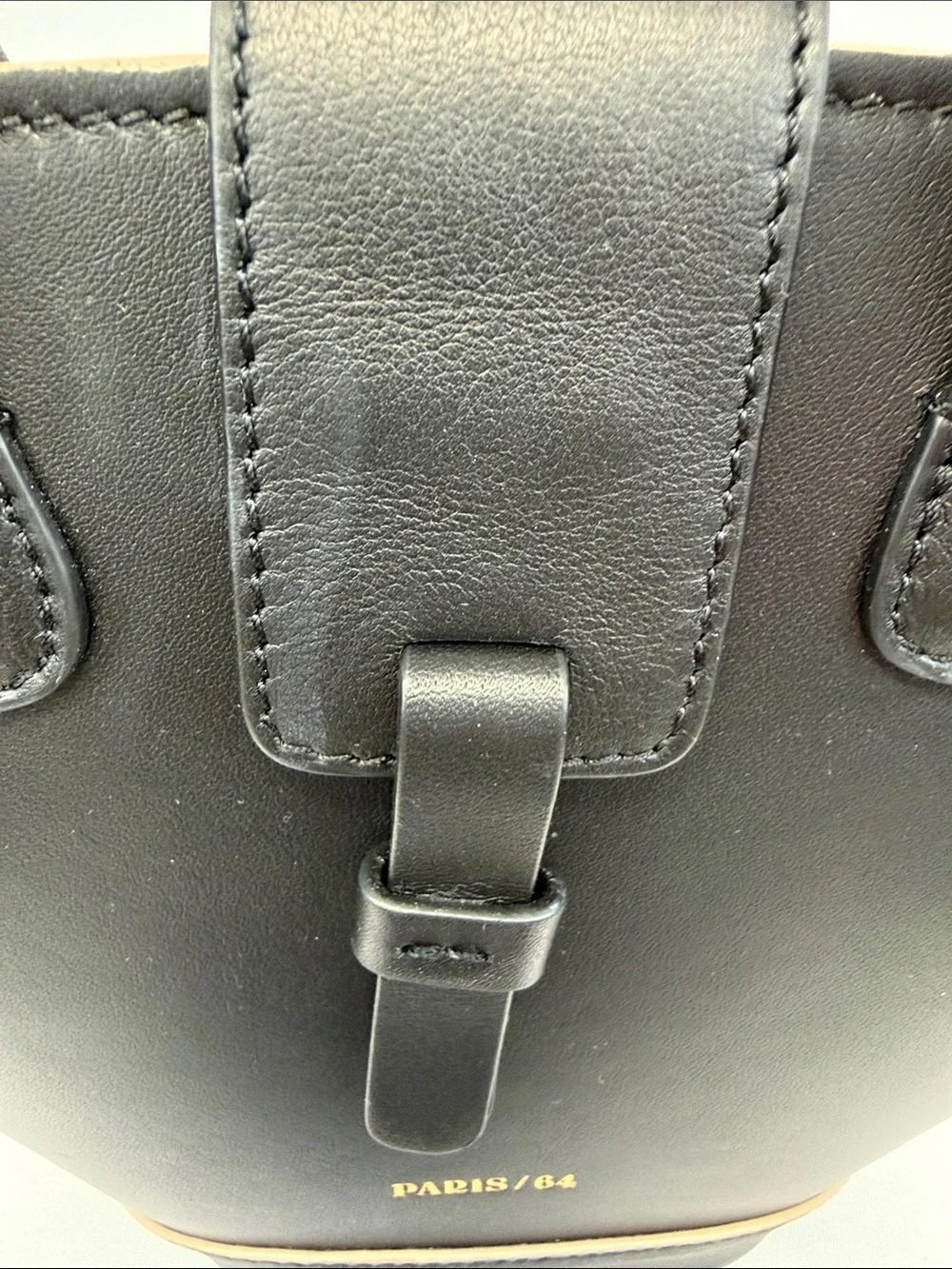 PARIS/64 Mini Lumière Black Leather Top Handle Crossbody Bag Spain Luxury